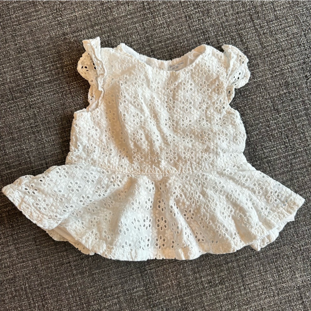 Ralph Lauren White Eyelet lace peplum 9M top